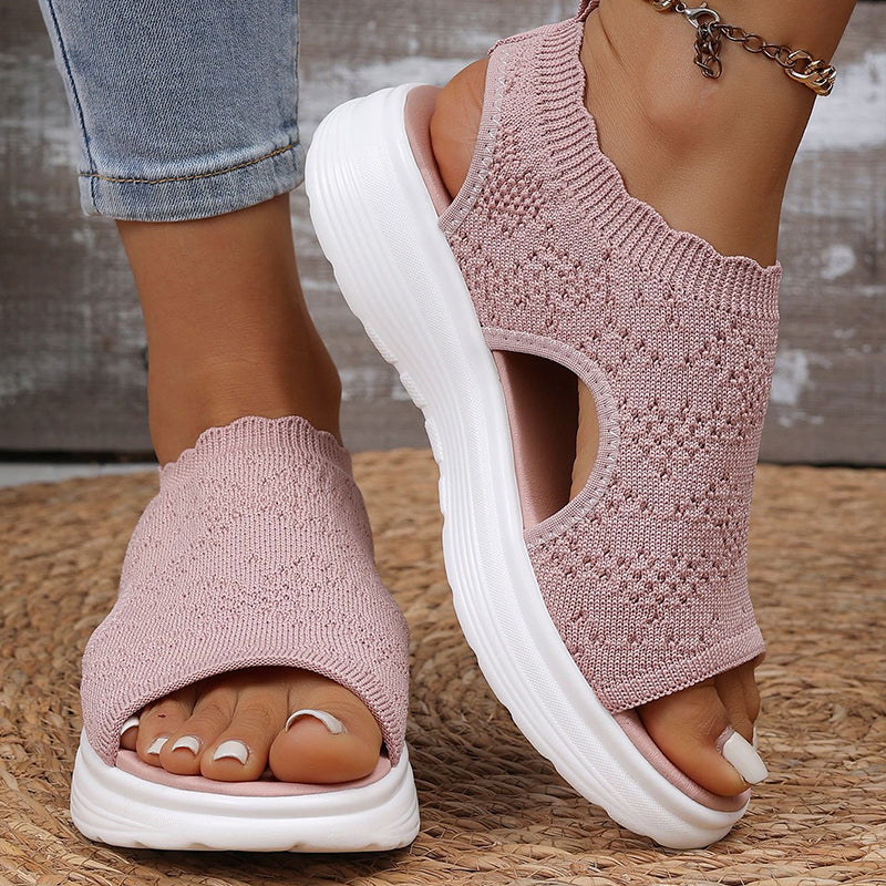 👡 Sandales compensées en tissu respirant pour femme ✨🌪️ - Semelle 4cm | Antidérapantes | Sans lacets | 3 Couleurs | Tailles 36-45 | 60% DE RÉDUCTION