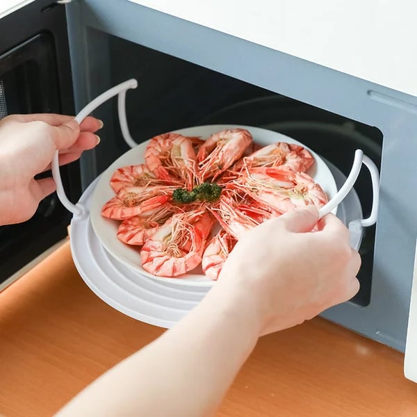 🍽️ Plateau Pliable 2-en-1 pour Micro-ondes – Chauffe Deux Plats Simultanément | Poignées Cool-Touch Anti-Brûlure | Silicone Alimentaire Sans BPA | Antidérapant et Peu Encombrant | Ø 23,5 × 8,3 cm ✨