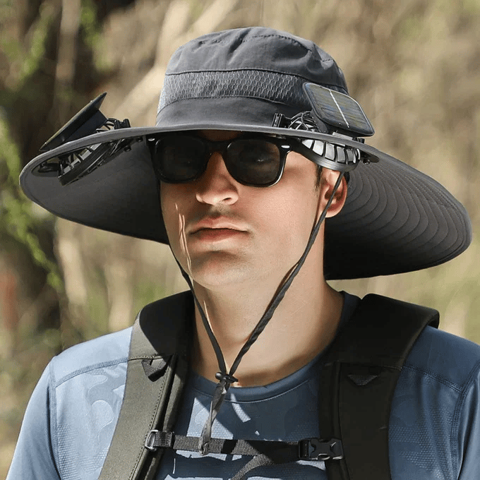 Chapeau de soleil à large bord avec ventilateur solaire intégré 🌞🌀
