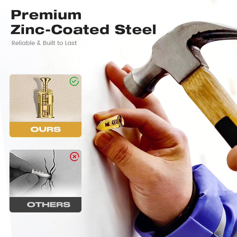 🔩 Chevilles autoperceuses à expansion trifide 🏠 | Acier zingué, fixation jusqu'à 30 kg et antirouille | Pour plaques de plâtre et murs creux | 30 × 4 mm | 36 pièces