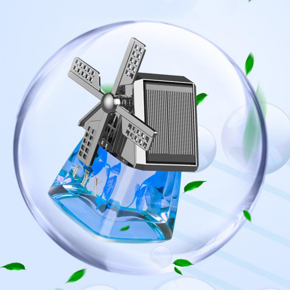 Désodorisant de voiture rotatif à énergie solaire pour l'aromathérapie avec moulin à vent