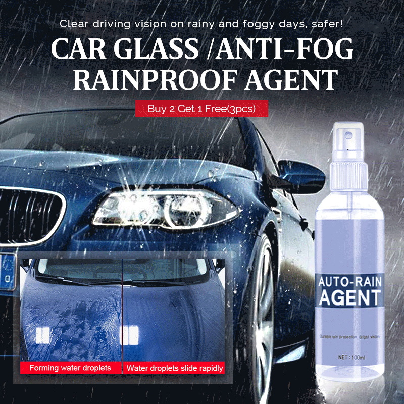 AGENT ANTI-PLUIE ANTI-BUÉE POUR VITRES DE VOITURE (3 PIÈCES)