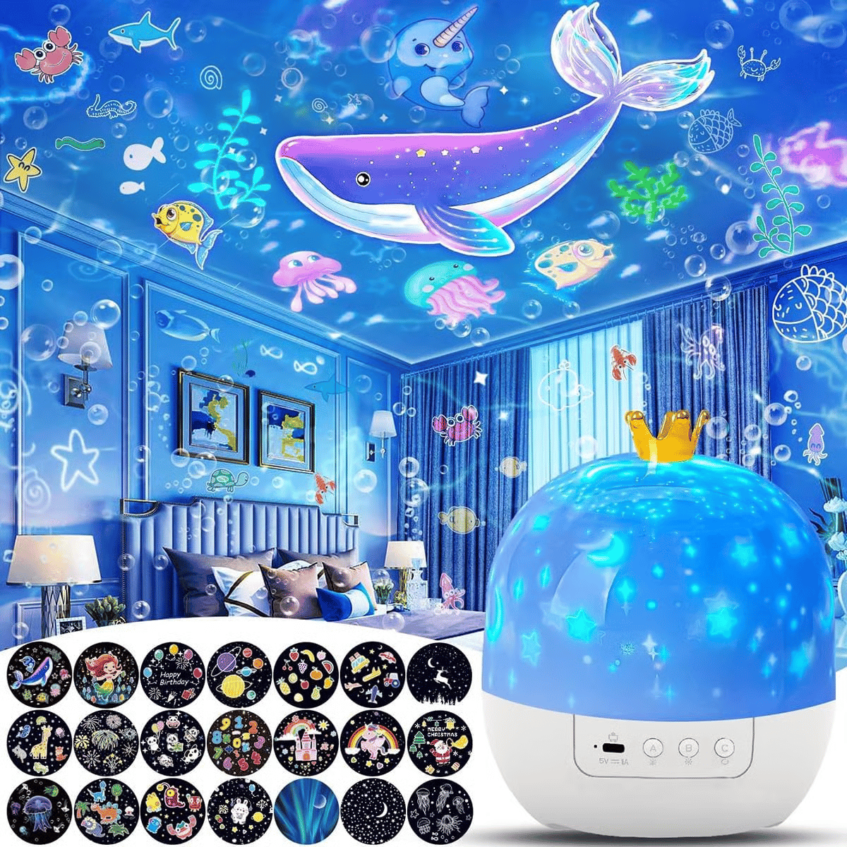 🎃👻DERNIER JOUR DE PROMOTION - 50 % DE RÉDUCTION💜Projecteur veilleuse pour enfants avec 15 ensembles de films🔋Recharge de type C