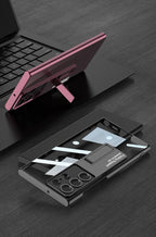 Coque de téléphone plaquée transparente avec béquille pour Samsung Galaxy S23