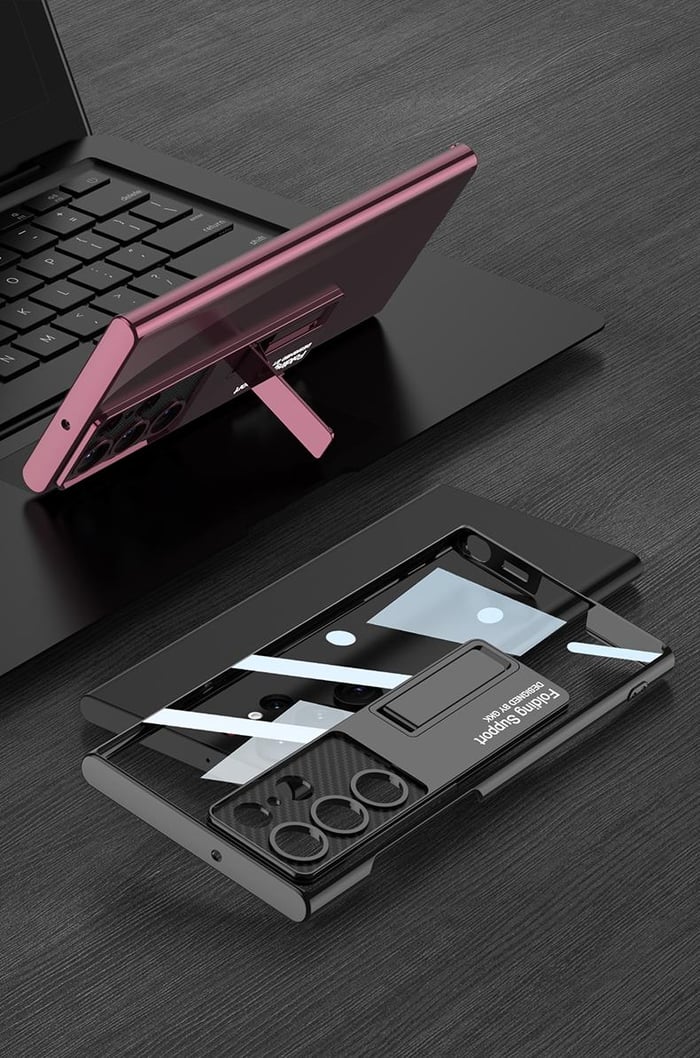 Coque de téléphone plaquée transparente avec béquille pour Samsung Galaxy S23