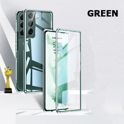 Coque magnétique double face en verre trempé pour téléphone Samsung
