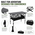 ⛰️🏏 Table de Camping Pliante en Acier au Carbone – Montage Sans Outils, Plateau 95x55cm, 2 Tailles Réglables, Sac Inclus – Pique-nique, Plein air & Jardin 🌳