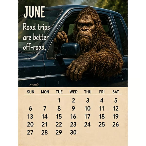 🦶 Calendrier 2027 La Vie Quotidienne de Bigfoot 🌲😄 - 12 Illustrations Exclusives | Format A4 | Papier Premium | Reliure Spirale | Cadeau Parfait | 50% DE RÉDUCTION