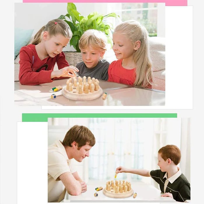 Cadeaux pour enfants🎁Jeu d'échecs en bois Memory Match Stick