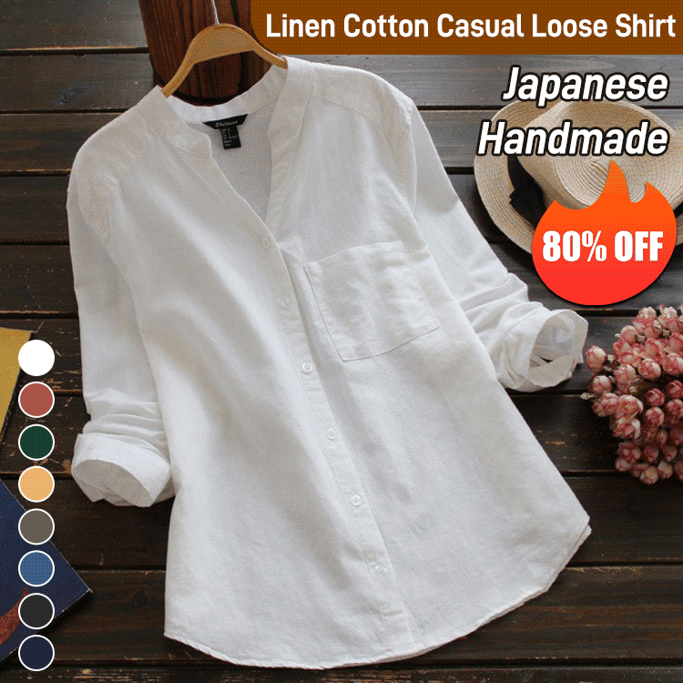 Chemisier ample décontracté en coton lin fait à la main style japonais (? Achetez 2, obtenez 10 % de réduction automatique et la livraison gratuite ?)
