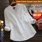 Chemisier ample décontracté en coton lin fait à la main style japonais (? Achetez 2, obtenez 10 % de réduction automatique et la livraison gratuite ?)