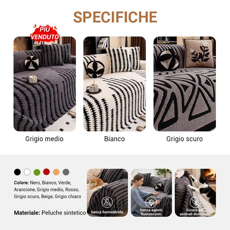 🛋️ Housse de Canapé en Peluche Douce et Antidérapante | 9 Couleurs et 5 Tailles, de 180×130 à 180×420 cm 📏 | Protège des Rayures, des Poils et des Taches 🛡️ | Idéal pour les Enfants et les Animaux Domestiques 🐾 | Lavable en Machine ✨