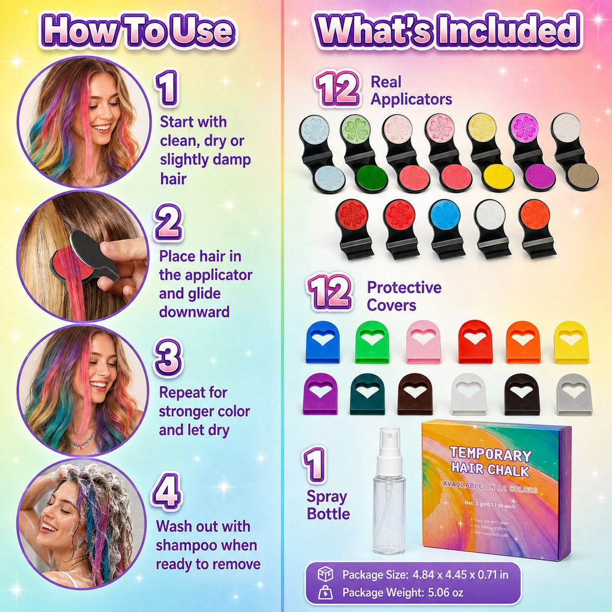 🌈 Craies Colorantes Temporaires pour Cheveux | 12 Couleurs Vibrantes 🎨 | Application Facile 🖐️ | Lavables au Shampooing 🧼 | Parfaites pour Fêtes et Cosplay 🎉