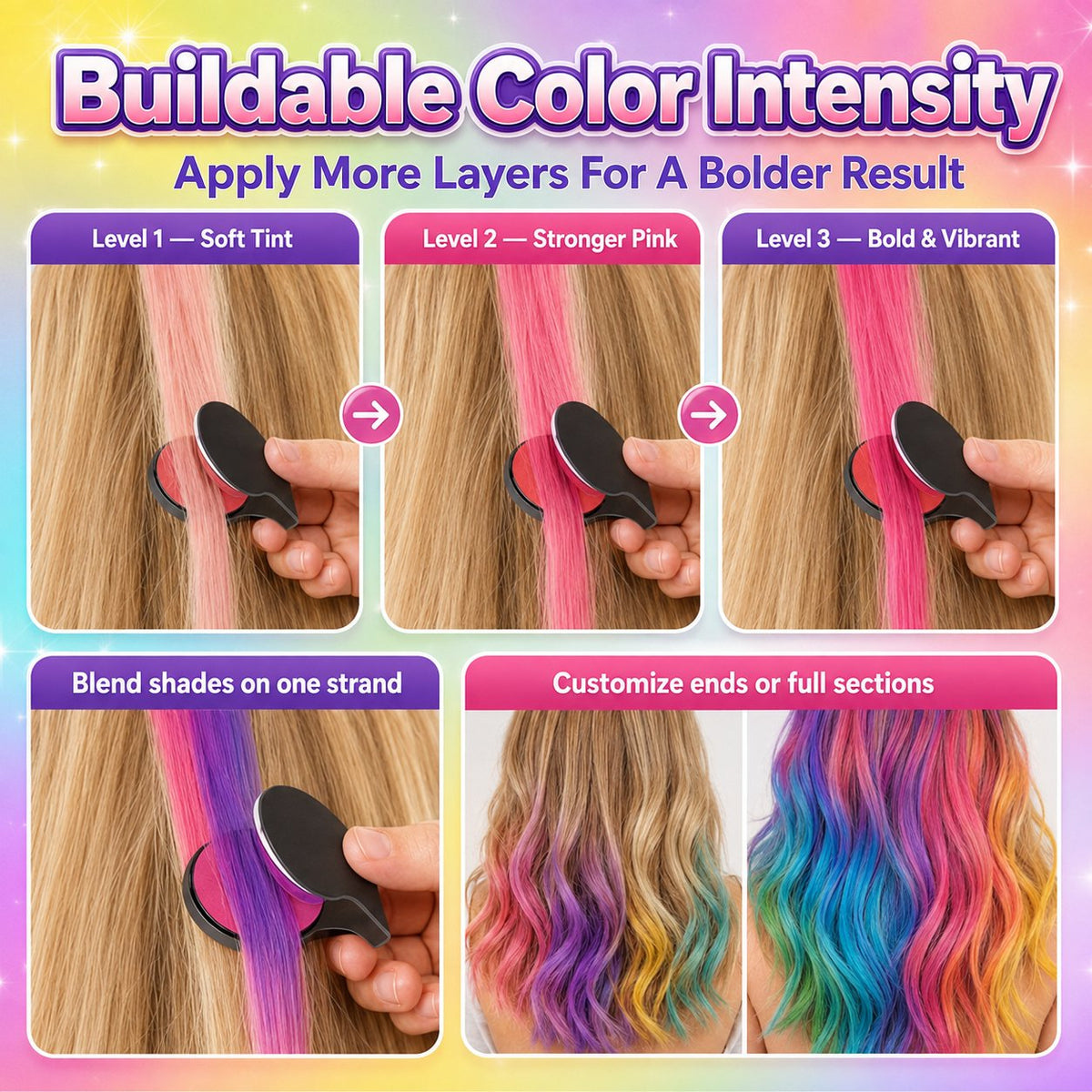 🌈 Craies Colorantes Temporaires pour Cheveux | 12 Couleurs Vibrantes 🎨 | Application Facile 🖐️ | Lavables au Shampooing 🧼 | Parfaites pour Fêtes et Cosplay 🎉