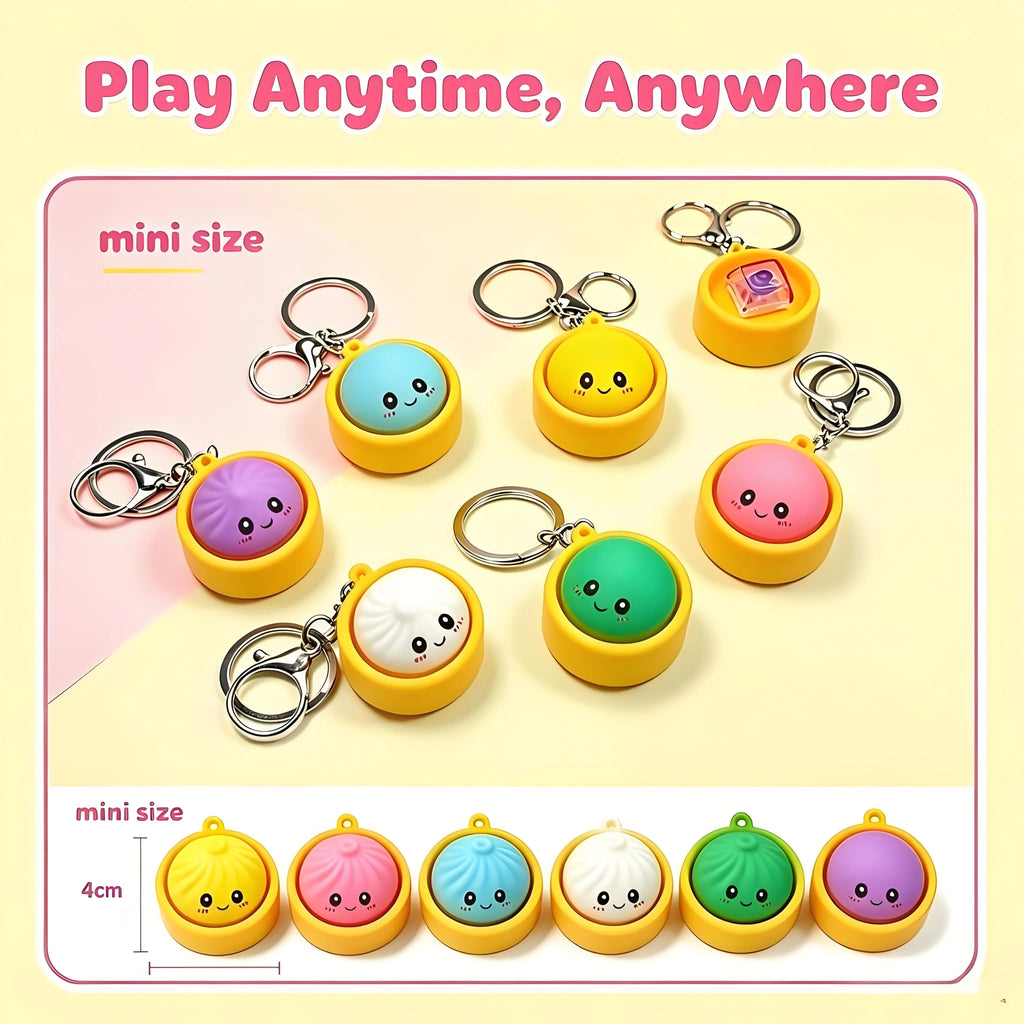🥟 Porte-clés Anti-stress en Forme de Ravioli – Avec Lumière LED Tactile | Fidget Toy de Poche | 6 Couleurs | Idée Cadeau Originale ✨🎁