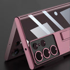Coque de téléphone plaquée transparente avec béquille pour Samsung Galaxy S23