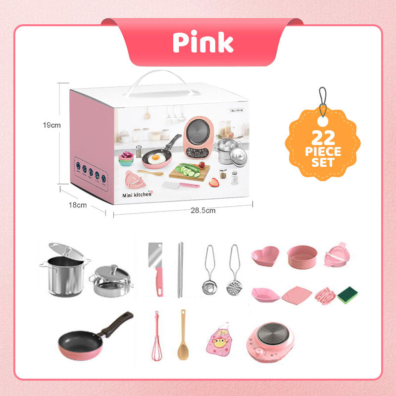 🎁Mini cuisine de jeu pour la vraie cuisine des enfants - Ensemble de 22 pièces