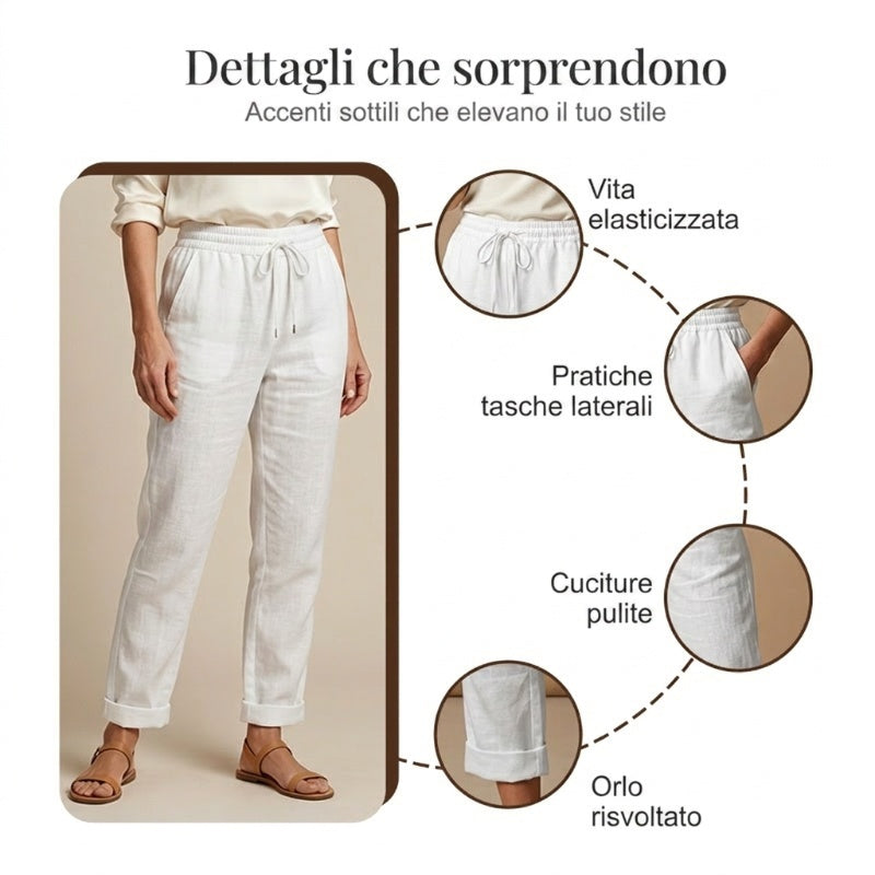 📢📢50% DE RÉDUCTION !!!⏰Pantalon ample en coton et lin pour femme avec taille élastique