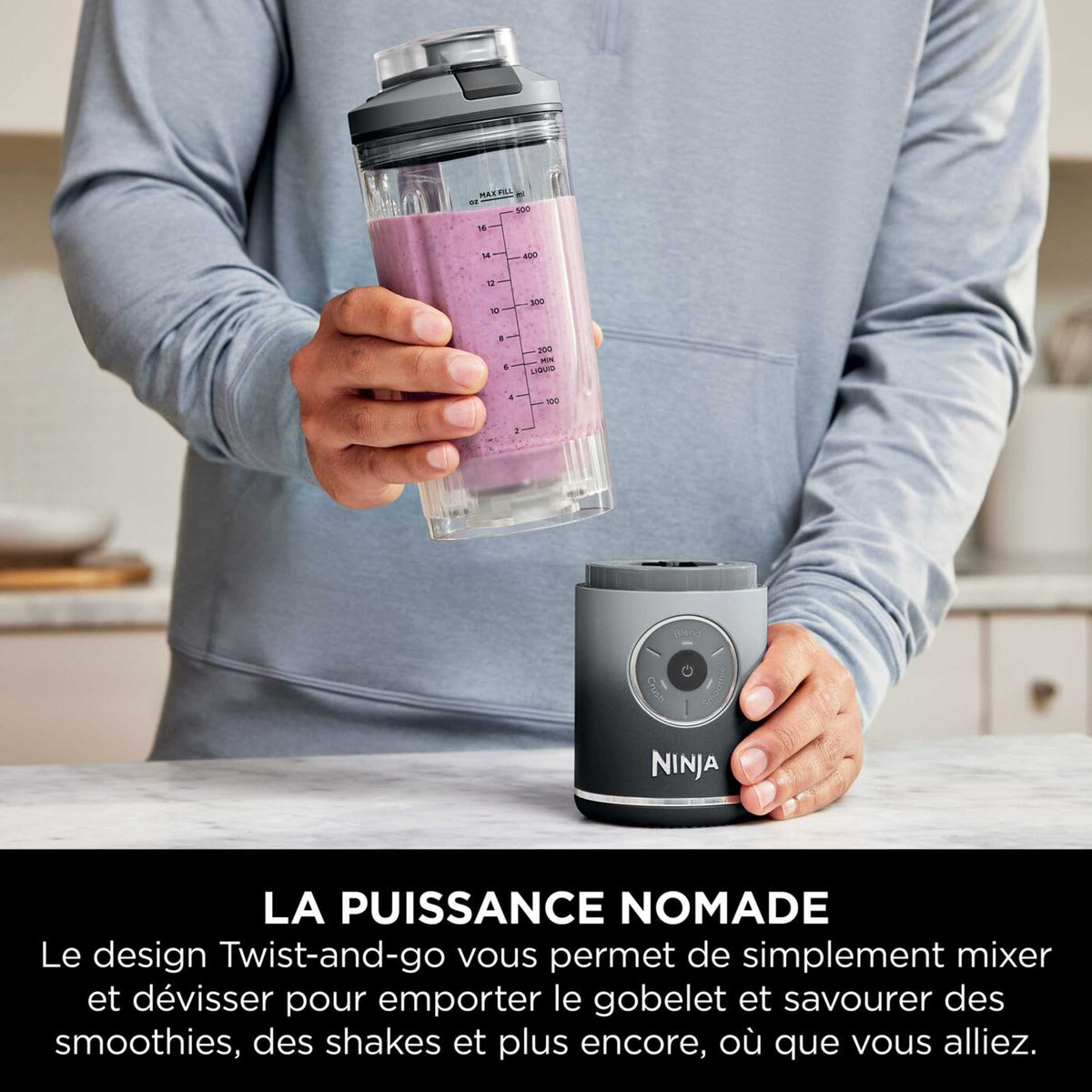 Blender portable sans fil Ninja Blast Max 570 ml - Gris