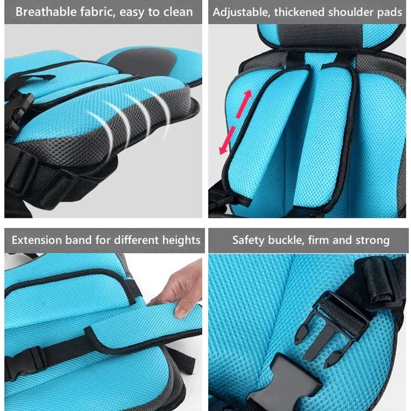 👶🚗 Siège Auto Portable pour Enfants 0-12 Ans – Ceinture de Sécurité 5 Points, Rembourrage Respirant, Pliable – 10 Couleurs, 2 Tailles 🧸✈️