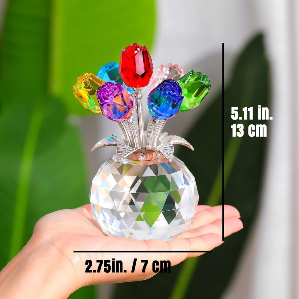 💐 50 % DE RÉDUCTION ! ✨ Statuette de fleurs roses en cristal avec vase – Décoration élégante, faite à la main et idée cadeau parfaite 🎁