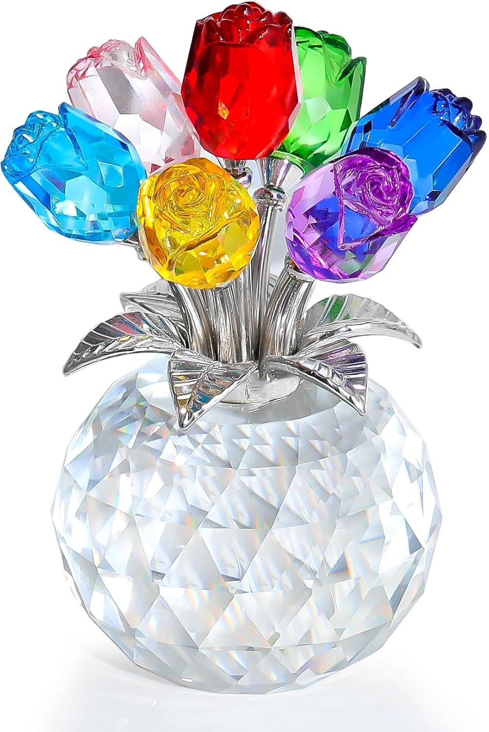💐 50 % DE RÉDUCTION ! ✨ Statuette de fleurs roses en cristal avec vase – Décoration élégante, faite à la main et idée cadeau parfaite 🎁