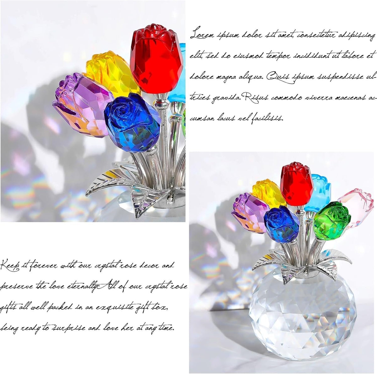 💐 50 % DE RÉDUCTION ! ✨ Statuette de fleurs roses en cristal avec vase – Décoration élégante, faite à la main et idée cadeau parfaite 🎁