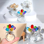 💐 50 % DE RÉDUCTION ! ✨ Statuette de fleurs roses en cristal avec vase – Décoration élégante, faite à la main et idée cadeau parfaite 🎁