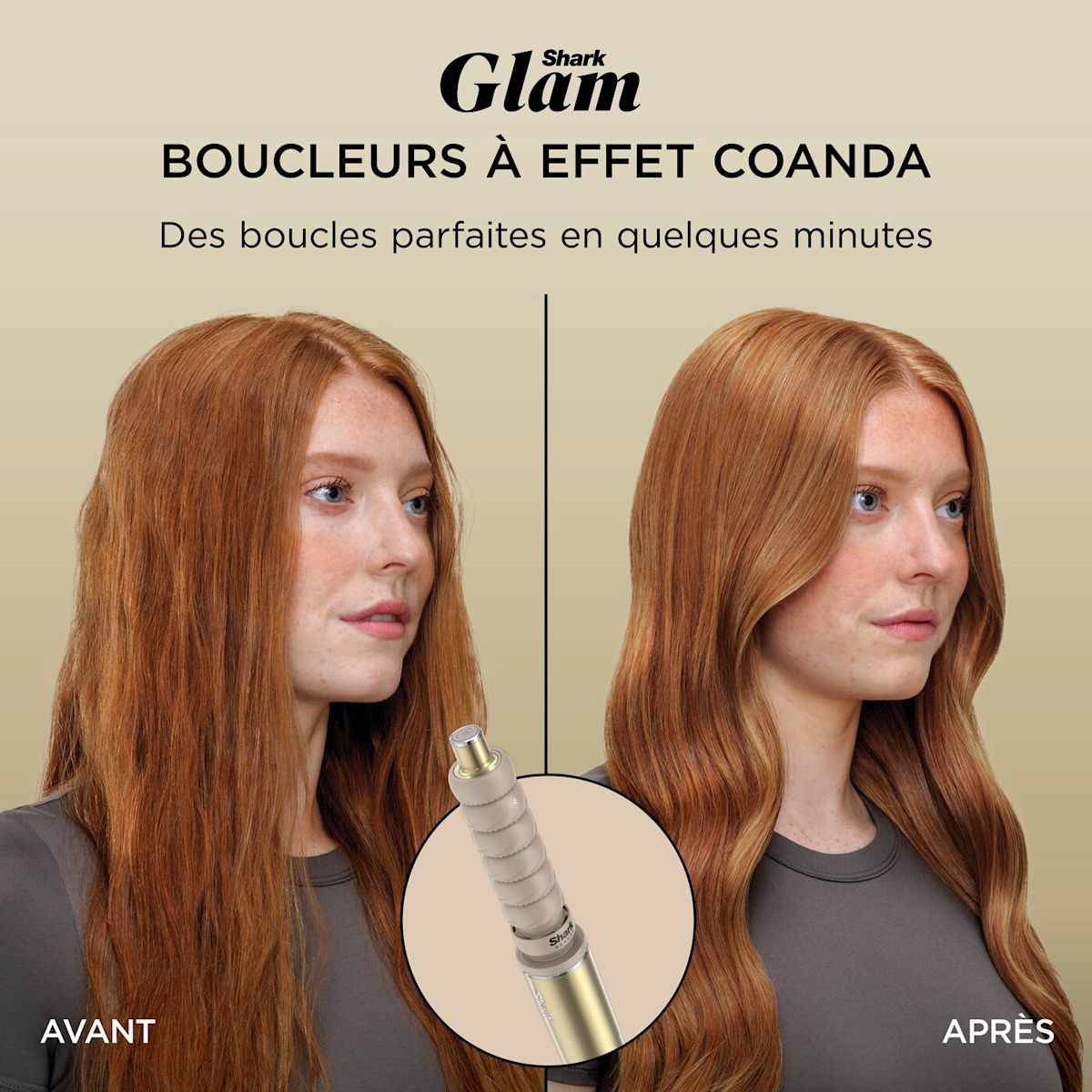 Multi-Styler premium et Sèche-Cheveux Shark Glam sur-mesure Or - 1 embout au choix
