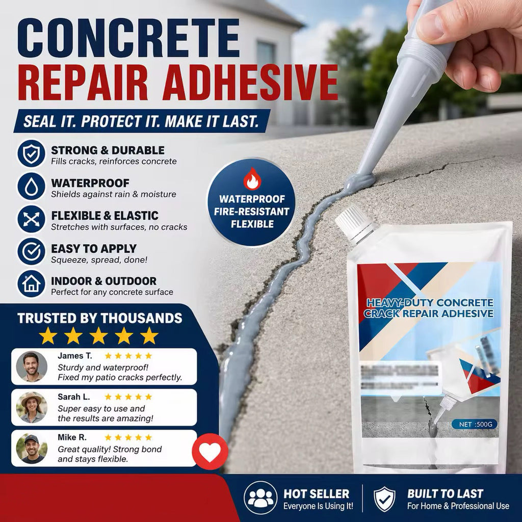 👷‍♂️ Adhésif Haute Résistance pour Fissures de Béton 🏠✨ - Imperméable | Séchage Rapide | Utilisation Intérieure & Extérieure | 200g / 500g | 50% DE RÉDUCTION