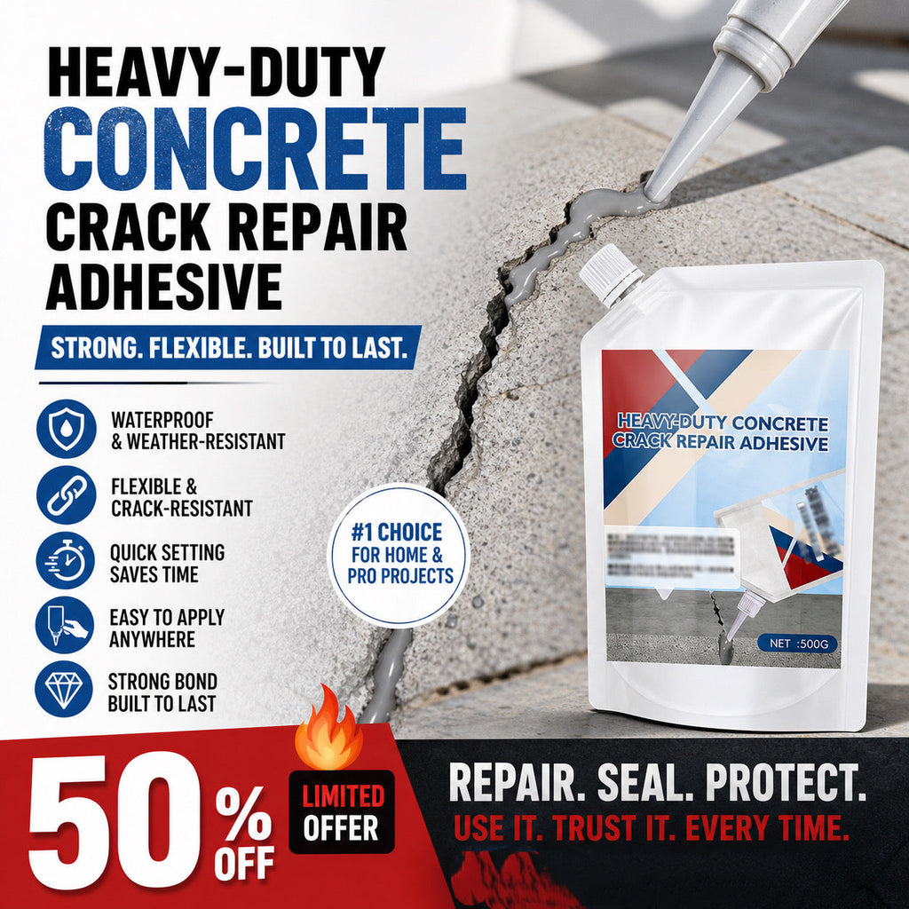 👷‍♂️ Adhésif Haute Résistance pour Fissures de Béton 🏠✨ - Imperméable | Séchage Rapide | Utilisation Intérieure & Extérieure | 200g / 500g | 50% DE RÉDUCTION