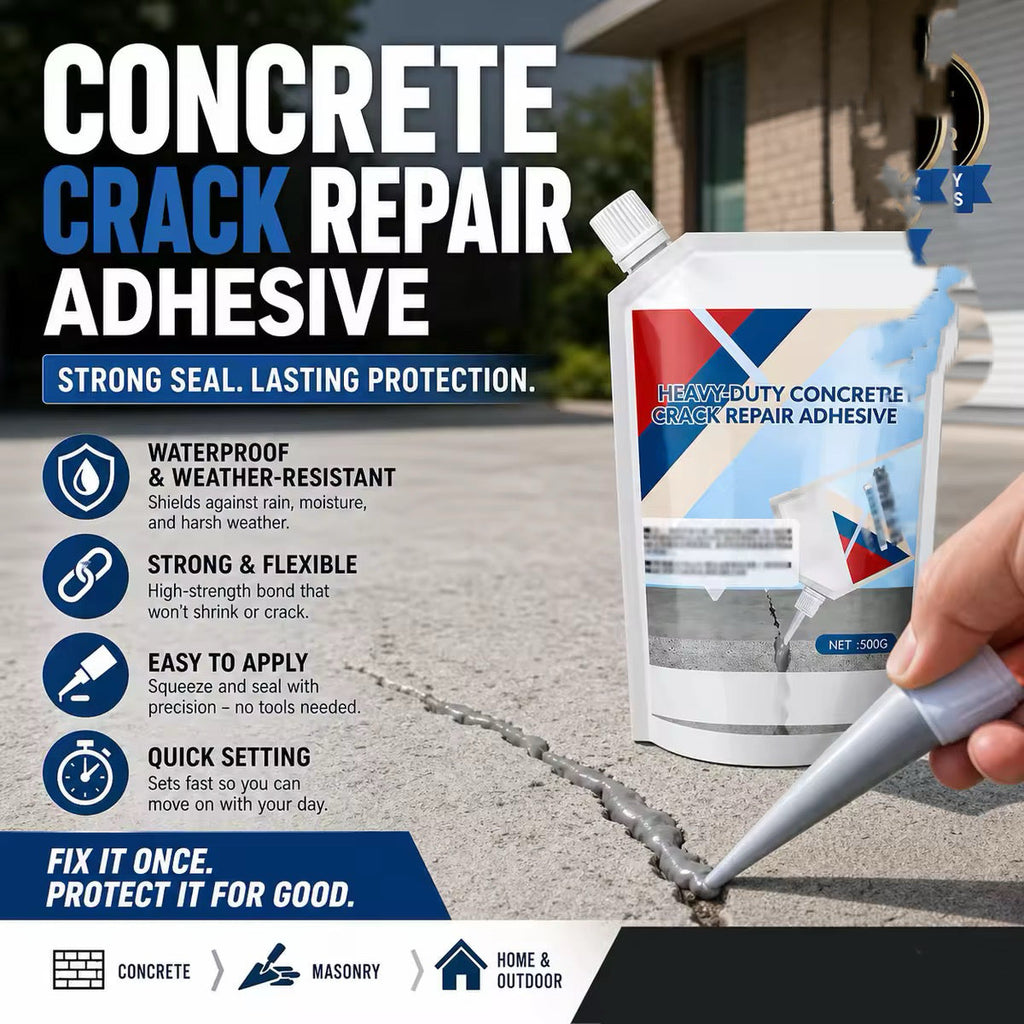 👷‍♂️ Adhésif Haute Résistance pour Fissures de Béton 🏠✨ - Imperméable | Séchage Rapide | Utilisation Intérieure & Extérieure | 200g / 500g | 50% DE RÉDUCTION