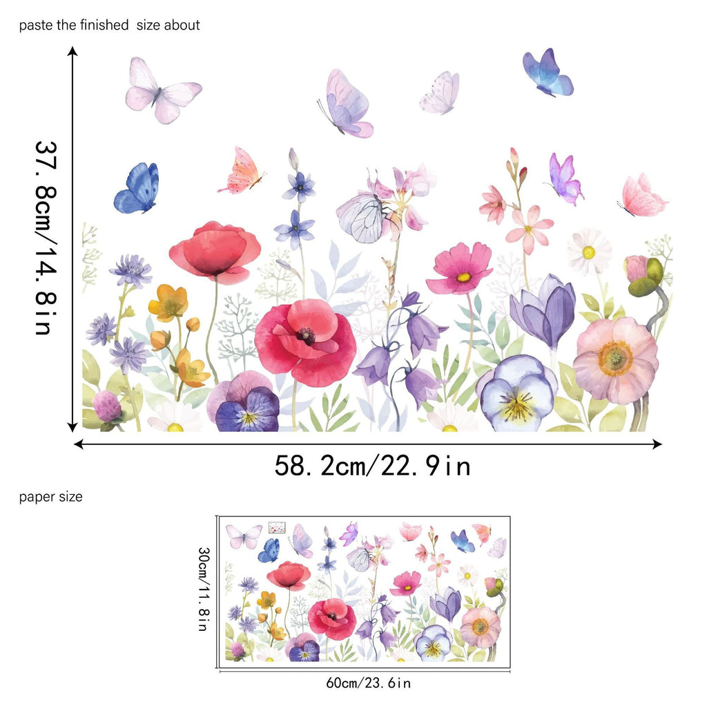 🌸🪩 Autocollant Décoratif de Fenêtre Bouquet Floral – Impression Recto-Verso, PVC Lavable, 30x60cm, Découpable – 12 Styles : Fleurs, Papillons & Peintures 🪴✨