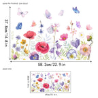 🌸🪩 Autocollant Décoratif de Fenêtre Bouquet Floral – Impression Recto-Verso, PVC Lavable, 30x60cm, Découpable – 12 Styles : Fleurs, Papillons & Peintures 🪴✨