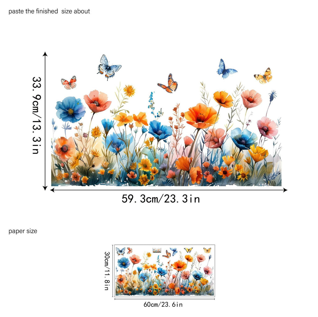 🌸🪩 Autocollant Décoratif de Fenêtre Bouquet Floral – Impression Recto-Verso, PVC Lavable, 30x60cm, Découpable – 12 Styles : Fleurs, Papillons & Peintures 🪴✨