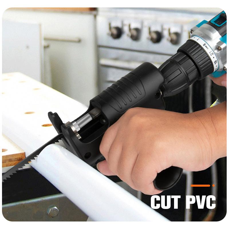 🔧 Adaptateur Scie Sauteuse pour Perceuse | Transforme la Perceuse en Scie pour Couper le Bois, le Métal et le Plastique 🪚⚙️ | Changement de Lame Rapide | Mandrin max 10 mm, 3 Lames Incluses