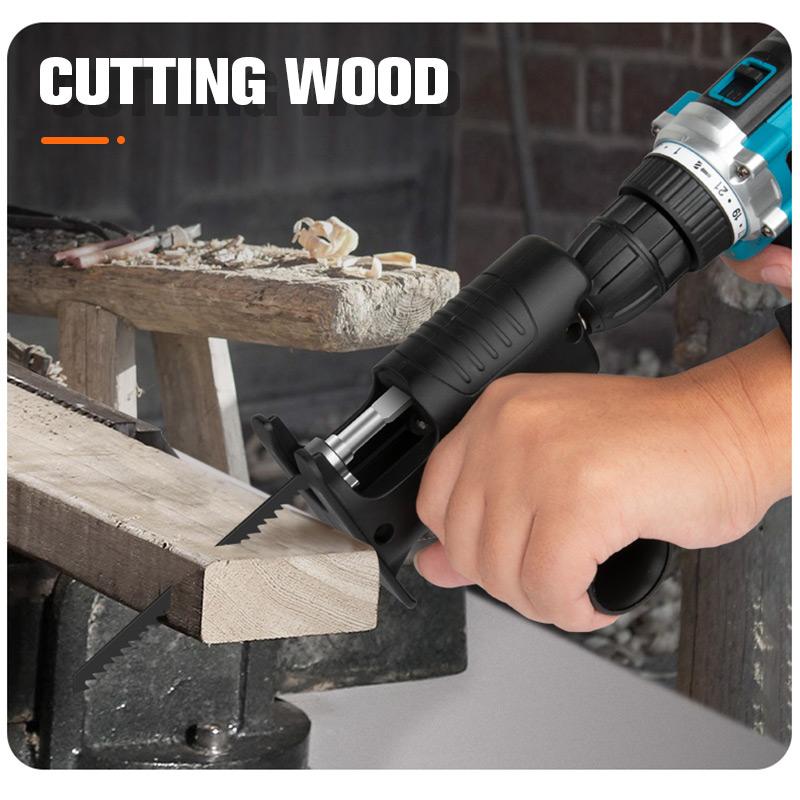 🔧 Adaptateur Scie Sauteuse pour Perceuse | Transforme la Perceuse en Scie pour Couper le Bois, le Métal et le Plastique 🪚⚙️ | Changement de Lame Rapide | Mandrin max 10 mm, 3 Lames Incluses