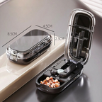 💊Coupe-pilule Portable avec Boîte à Pilules | Coupe Multiple Précise | 🛡️ Lames en Acier Inoxydable | 👜 Compact et Sûr pour les Voyages
