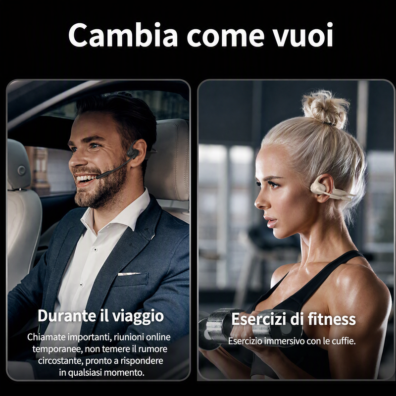 🎧 Écouteurs Open-Ear Bluetooth 5.3 avec Micro Dual-DSP Rotatif à 240° – 29g, 11h d'Autonomie, Recharge USB-C 1,4h, Portée 10m, Multi-Appareils – 2 Couleurs 🔋📞