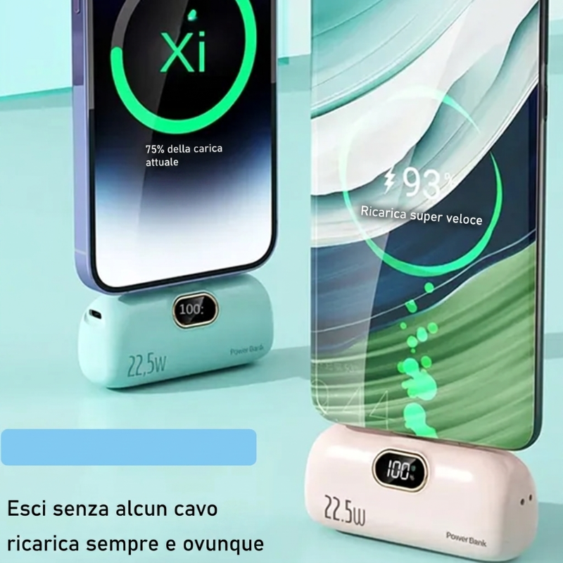 🔋⚡ ChargeGo™ Mini Power Bank 5000 mAh 📱✨ - Recharge rapide 22,5 W | Écran numérique | Pour iPhone et Android | 4 couleurs | 50 % DE RÉDUCTION 🔥