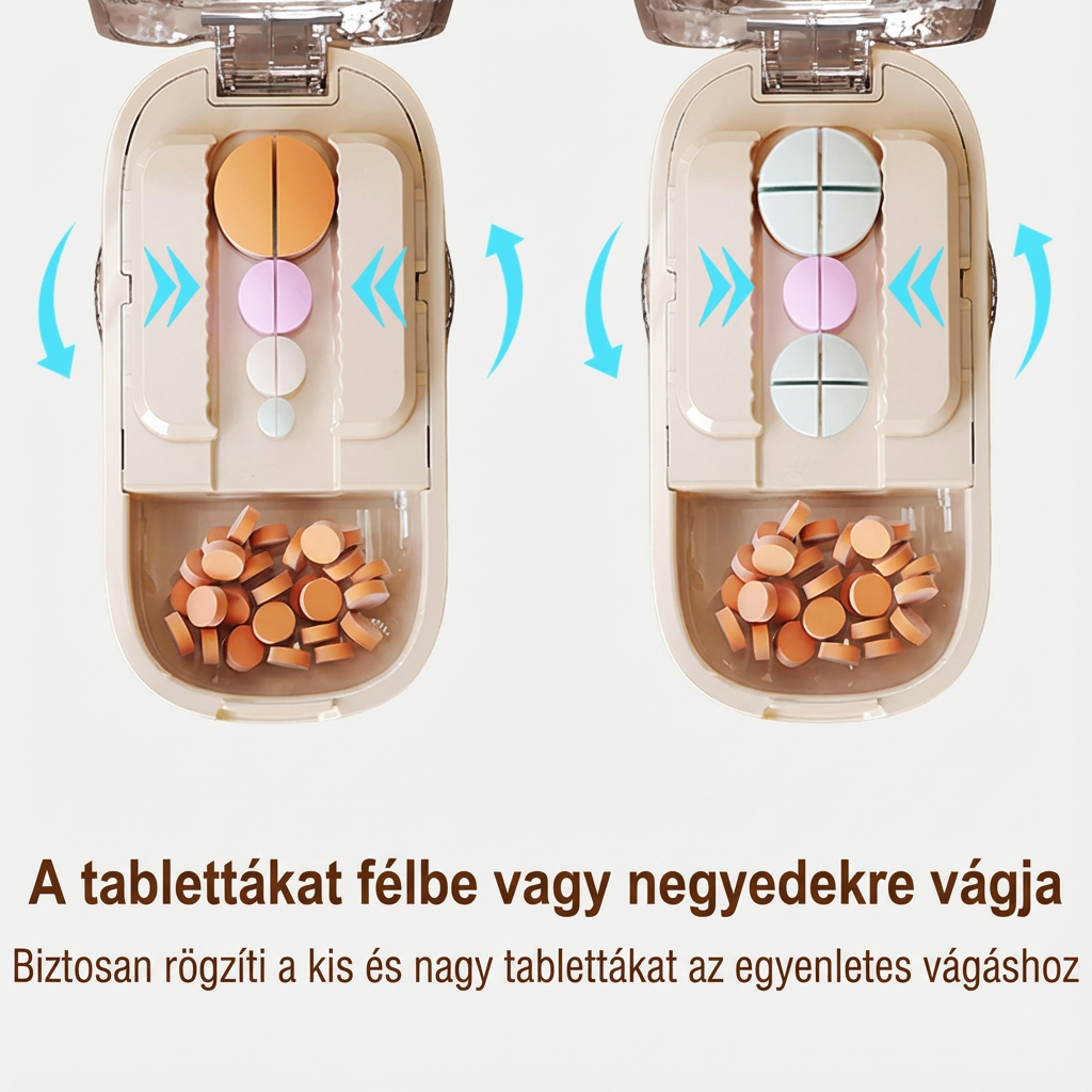 💊Coupe-pilule Portable avec Boîte à Pilules | Coupe Multiple Précise | 🛡️ Lames en Acier Inoxydable | 👜 Compact et Sûr pour les Voyages