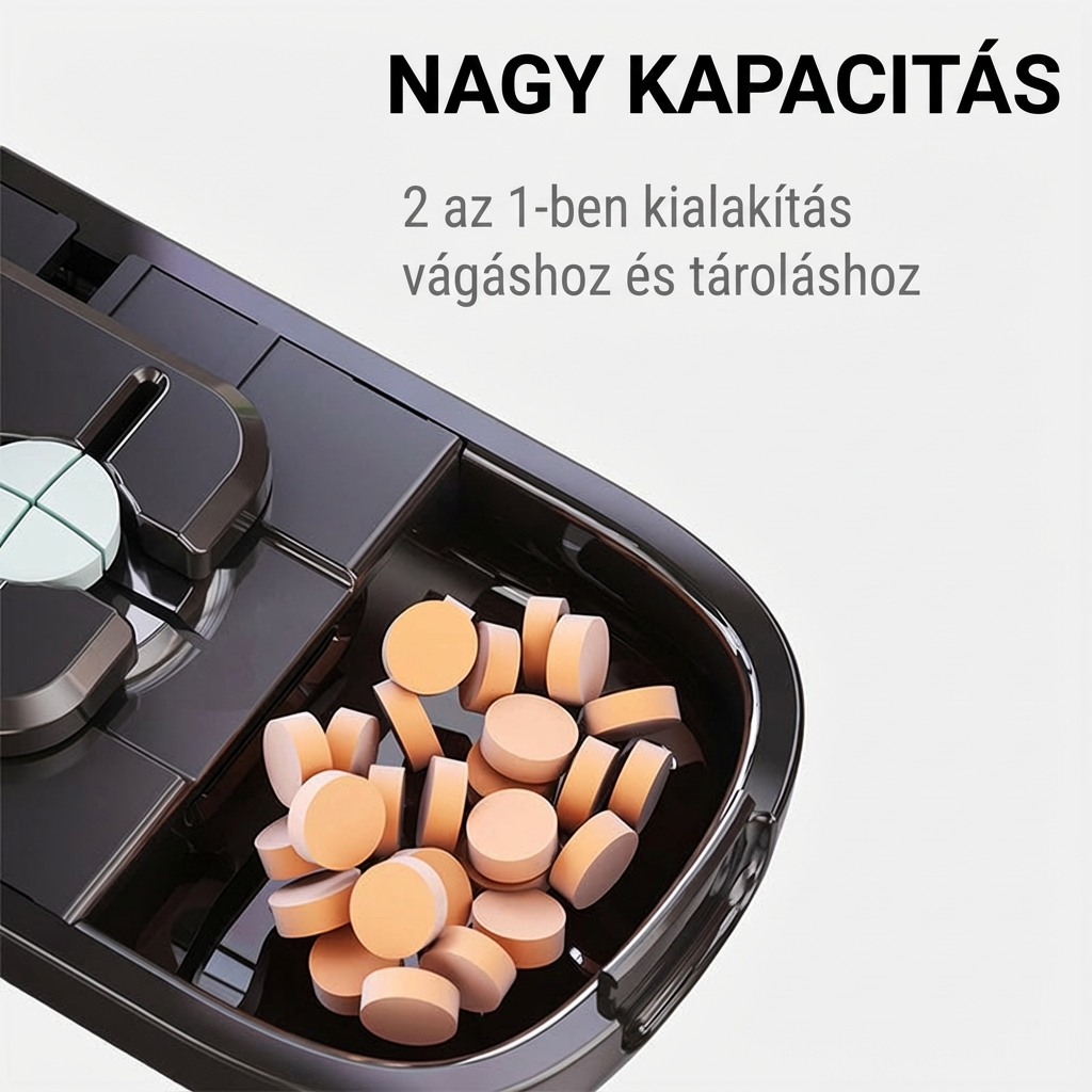 💊Coupe-pilule Portable avec Boîte à Pilules | Coupe Multiple Précise | 🛡️ Lames en Acier Inoxydable | 👜 Compact et Sûr pour les Voyages
