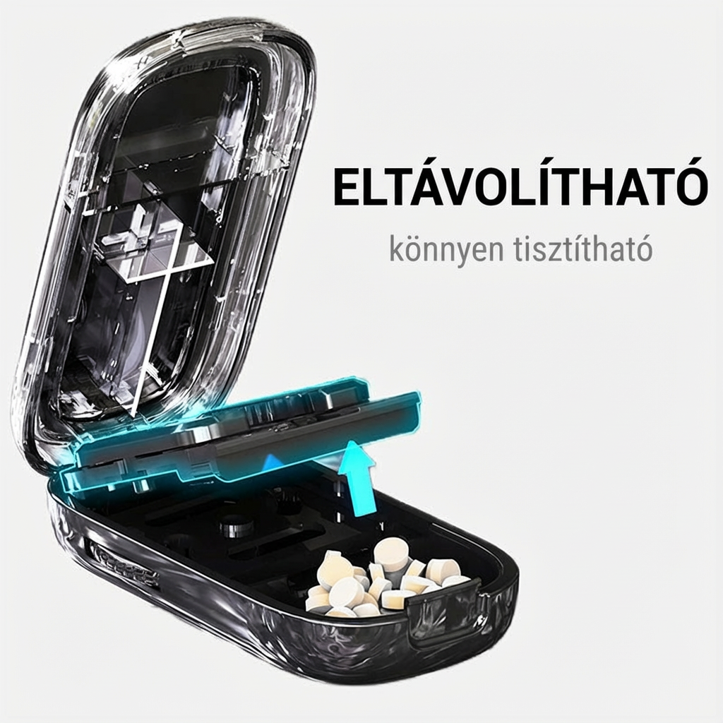 💊Coupe-pilule Portable avec Boîte à Pilules | Coupe Multiple Précise | 🛡️ Lames en Acier Inoxydable | 👜 Compact et Sûr pour les Voyages
