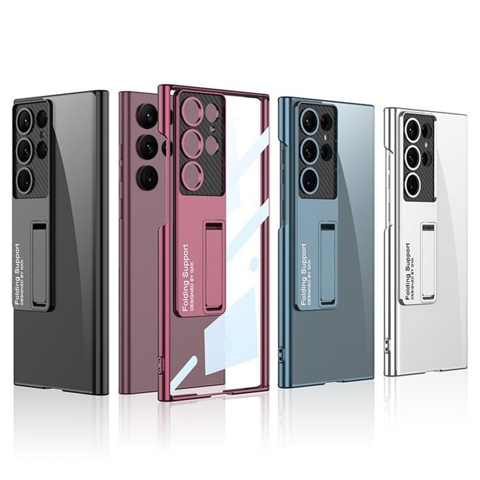 Coque de téléphone plaquée transparente avec béquille pour Samsung Galaxy S23