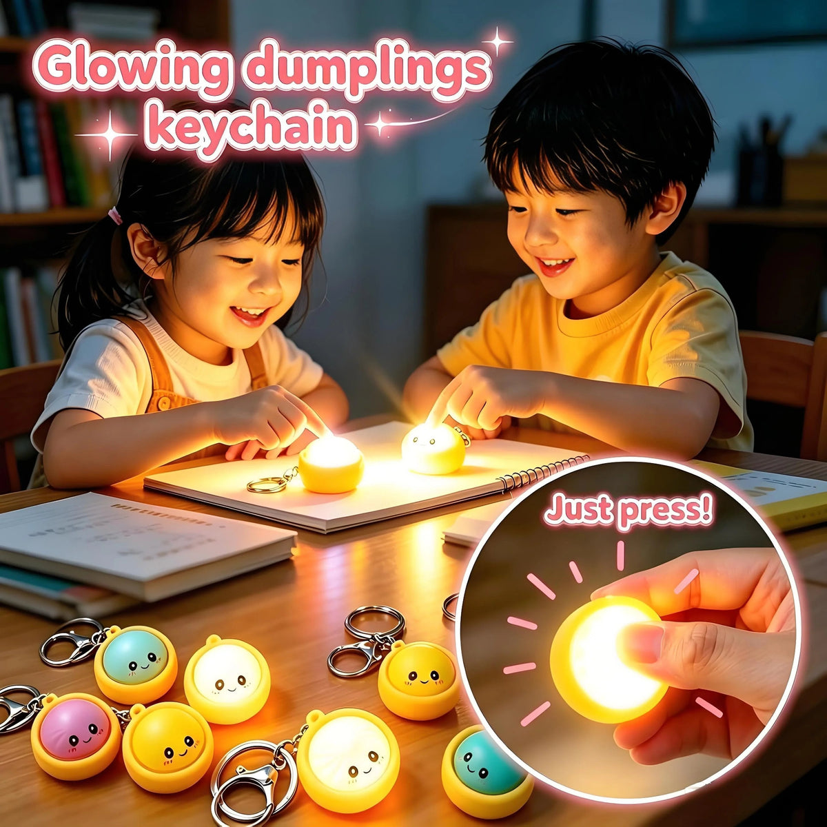 🥟 Porte-clés Anti-stress en Forme de Ravioli – Avec Lumière LED Tactile | Fidget Toy de Poche | 6 Couleurs | Idée Cadeau Originale ✨🎁