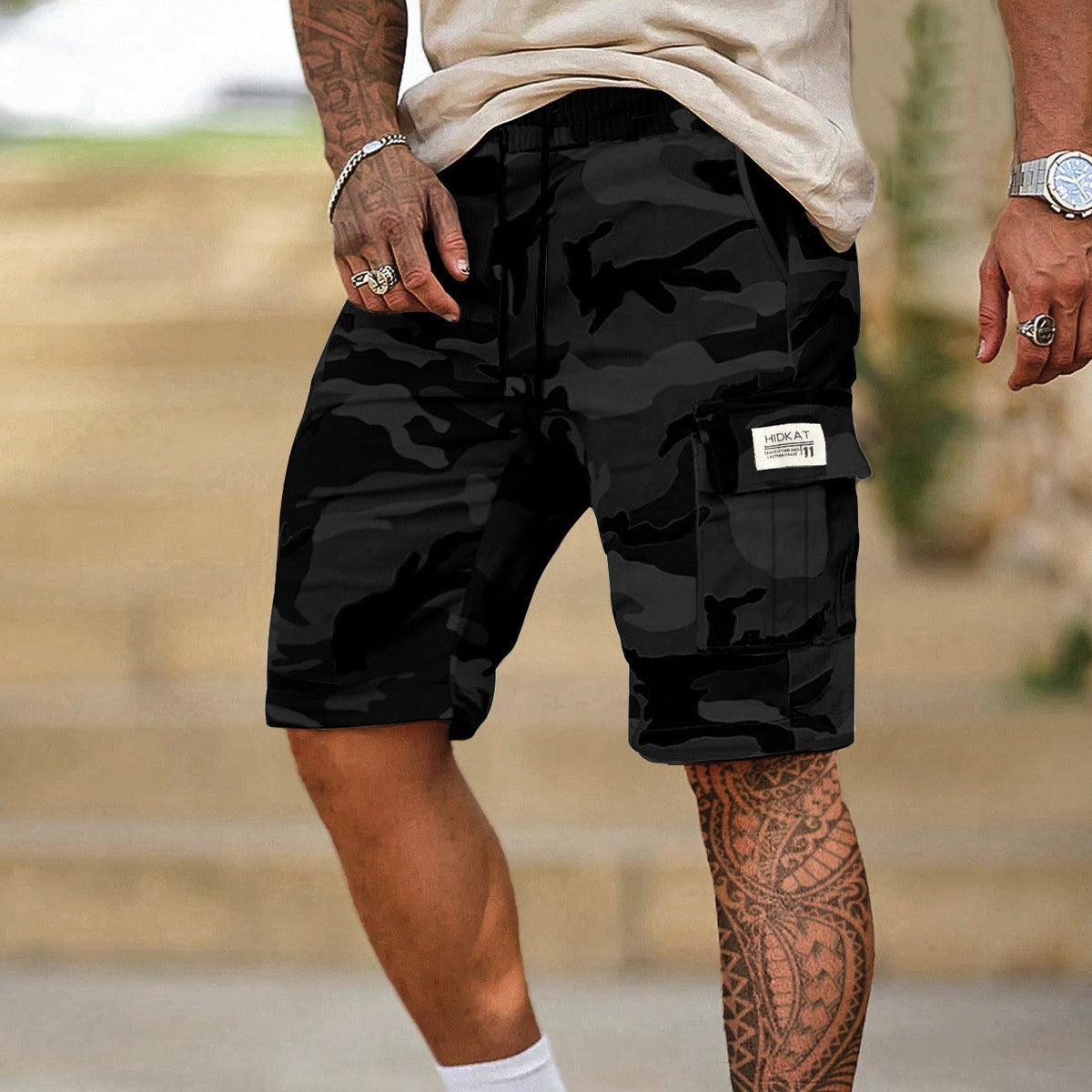 🩳 50 % DE RÉDUCTION MAINTENANT ! ⚡ Short cargo camouflage pour homme – Multi-poches, ajustable et respirant (2XS–3XL) 🏔️