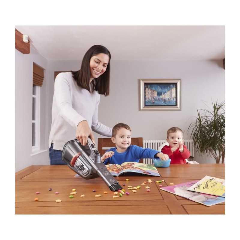 BLACK+DECKER BHHV520JF-QW - Aspirateur à main - Dustbuster Lithium 18V - 2 vitesses - Autonomie 40min - Noir argent Titanium