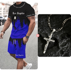 👕 ORA 50% DI SCONTO! 🔥 Ensemble homme avec T-shirt imprimé et short – Tissu doux, design attrayant et parfait pour les journées d'été ☀️