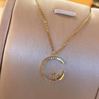 💕Nuit Étoilée : Collier Lune et Étoile🌙