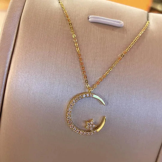 💕Nuit Étoilée : Collier Lune et Étoile🌙